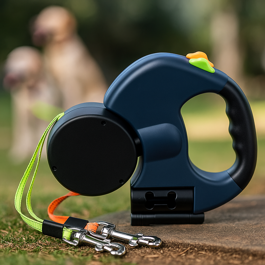 Dual Retractable Dog Leash with Flashlight