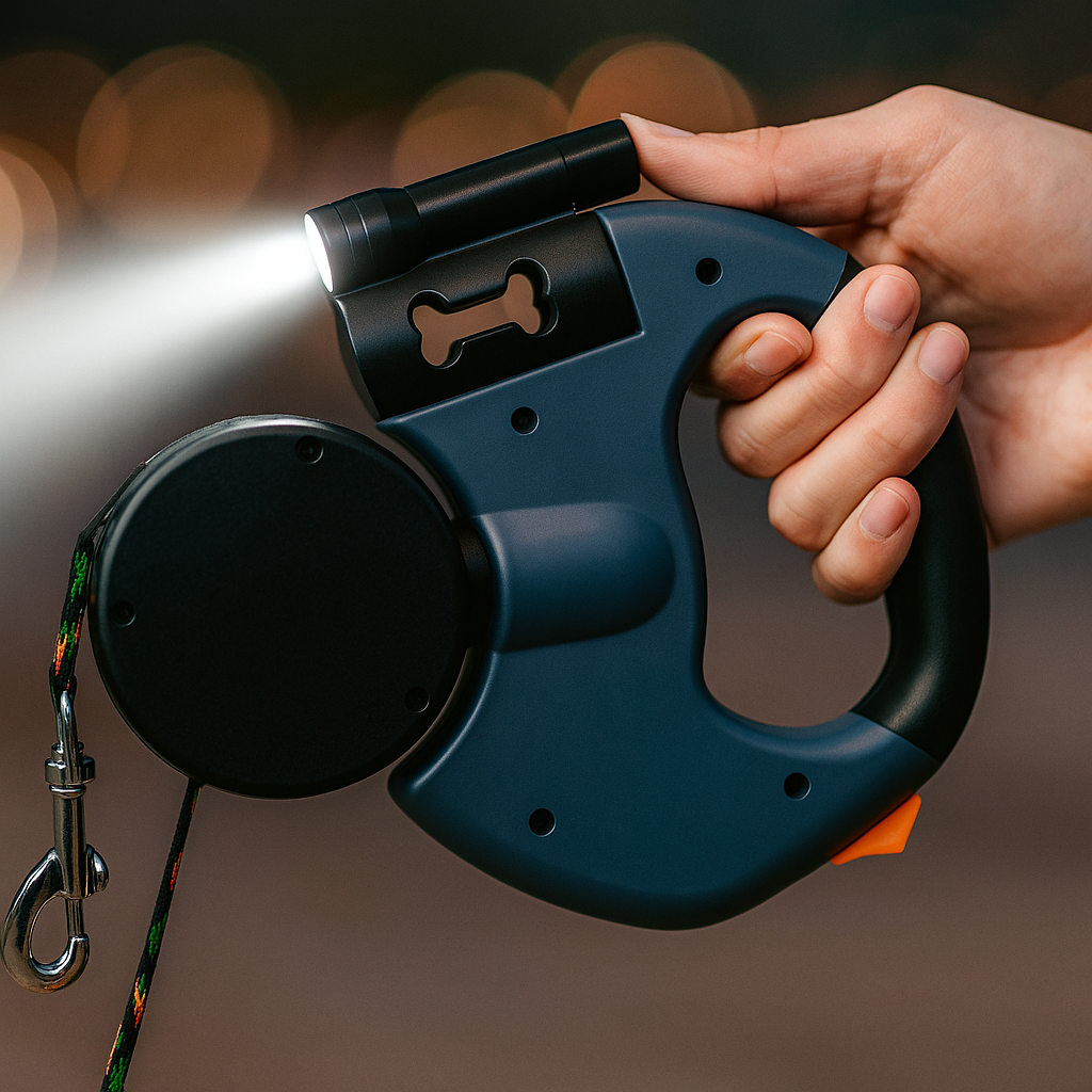 Dual Retractable Dog Leash with Flashlight