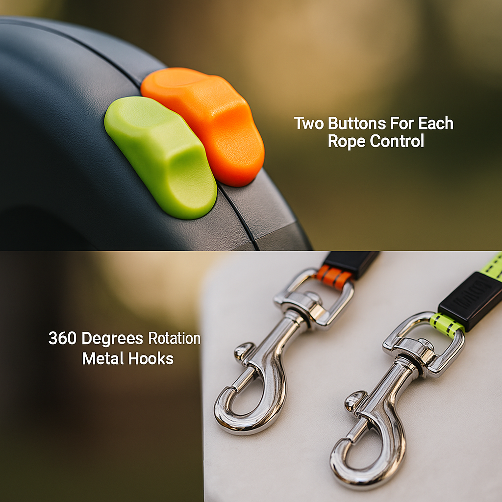 Dual Retractable Dog Leash with Flashlight