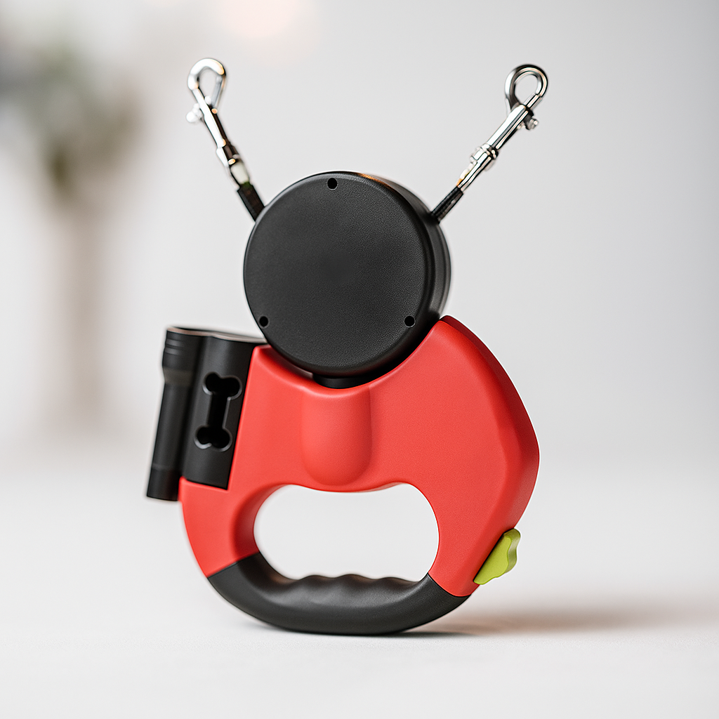 Dual Retractable Dog Leash with Flashlight